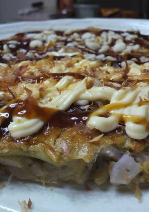 蓮根と卵だけでモチモチお好み焼き✿-レシピのメイン写真