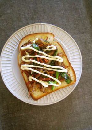 お食事トースト☆焼き肉＋野菜-レシピのメイン写真