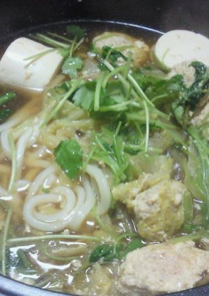 みつばたっぷり鳥団子うどん鍋-レシピのメイン写真