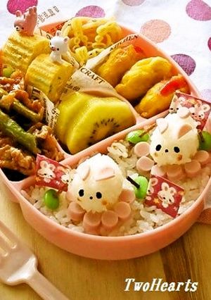 キャラ弁に☃雪でそり遊びnoうさぎちゃん-レシピのメイン写真