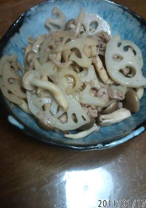 蓮根と豚肉炒め-レシピのメイン写真