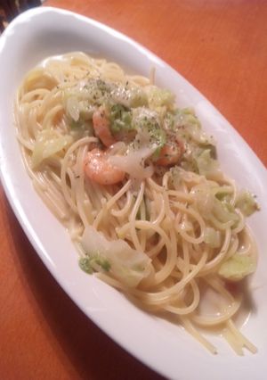 キャベツとえびのとろ～り豆乳スープスパ☆-レシピのメイン写真