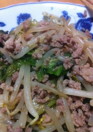 挽肉ともやしのアジア風炒め-レシピのメイン写真