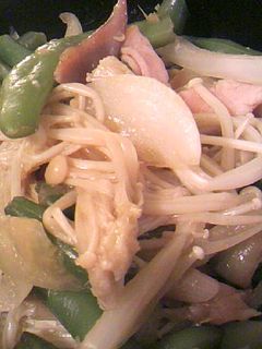 ダイエット:ハムと野菜ときのこの生姜炒め-レシピのメイン写真