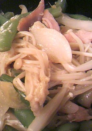ダイエット：ハムと野菜ときのこの生姜炒め-レシピのメイン写真