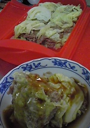 ルクエでキャベツと挽き肉の和風重ね蒸し☆-レシピのメイン写真