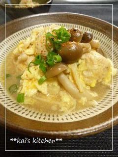 丼にも**鶏だんごときのこの卵とじ**-レシピのメイン写真
