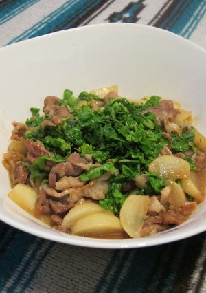 かぶと豚肉と菜の花のほろ苦煮込み-レシピのメイン写真