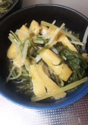 簡単☆美味しぃ!!水菜と油揚げの煮浸し-レシピのメイン写真