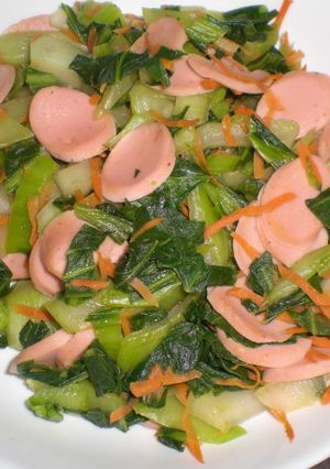 簡単！青梗菜とお魚ソーセージの炒め物-レシピのメイン写真