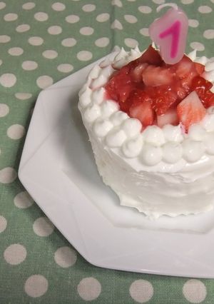 BF蒸しパンの素で♡１歳バースデーケーキ-レシピのメイン写真
