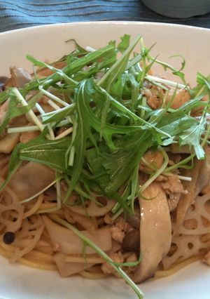 おなかすっきり！根菜と鶏そぼろのパスタ-レシピのメイン写真