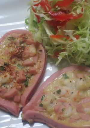 ソーセージハート卵蒸し焼き-レシピのメイン写真