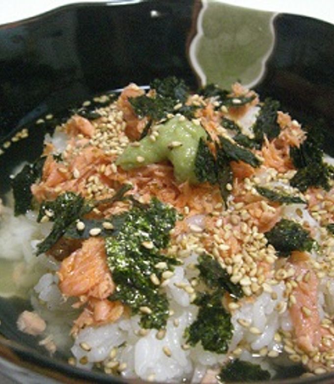 居酒屋の味☆わさび鮭茶漬け☆ by 苺ぱふぇ 【クックパッド】 簡単