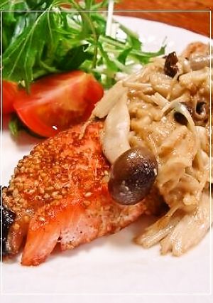 鮭のごま焼き✿味噌マヨきのこのっけ-レシピのメイン写真