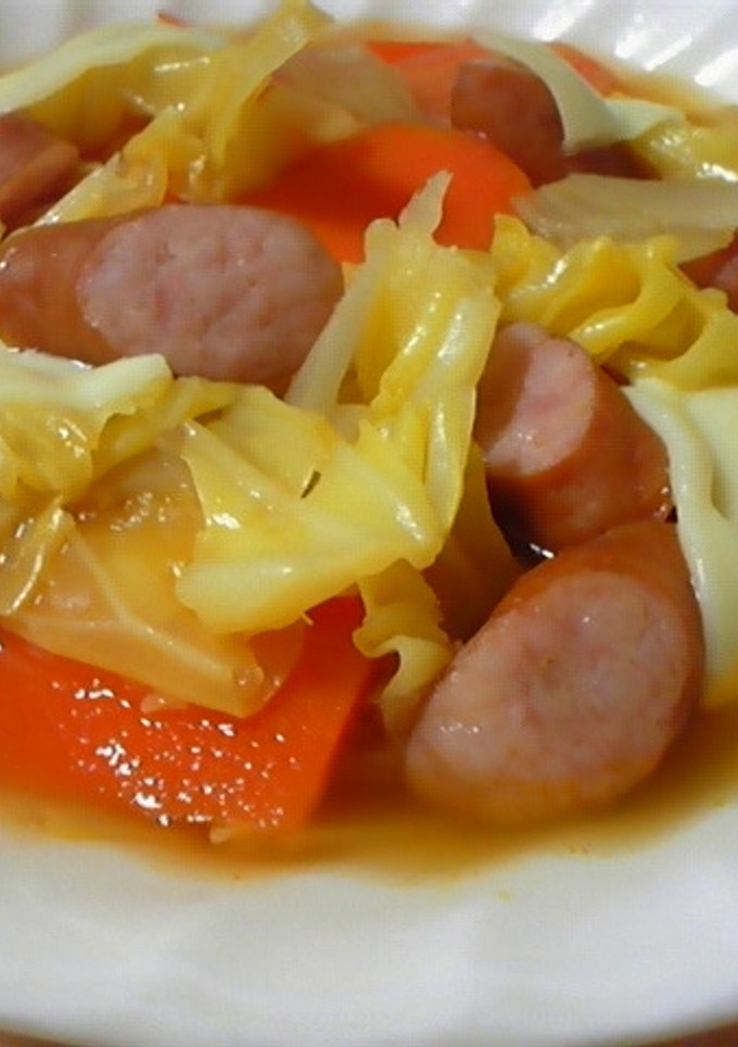 男の料理 野菜とソーセージの簡単スープ-レシピのメイン写真
