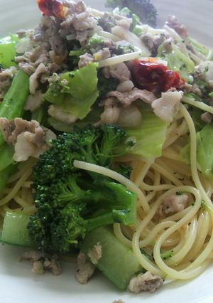 ブロッコリーと豚肉のペペロンチーノ-レシピのメイン写真