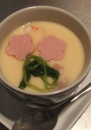 ピンクの花咲く茶碗蒸し-レシピのメイン写真