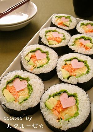ハートが可愛い！魚ニソの彩りサラダ巻き♡-レシピのメイン写真