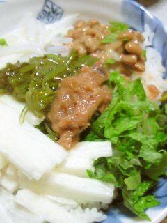 シラス・梅・長芋・大葉・色々乗っけて丼-レシピのメイン写真