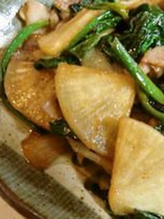 大根とちぢみほうれん草と豚バラ炒め-レシピのメイン写真
