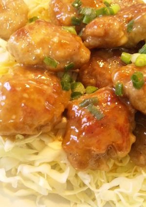 お手軽★　豚こま切れ肉で♪ポン照り肉団子-レシピのメイン写真