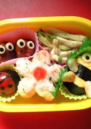 キャラ弁☆春のお弁当☆はち☆てんとうむし-レシピのメイン写真