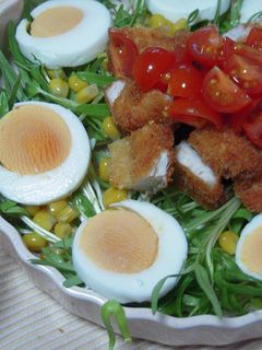 「青じそ」+トマトのチキンカツサラダ-レシピのメイン写真