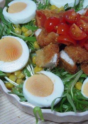 「青じそ」＋トマトのチキンカツサラダ-レシピのメイン写真