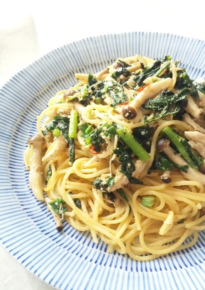 ささみと春菊の和風ごまパスタ-レシピのメイン写真