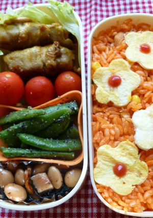 簡単！可愛いお花のチキンライス弁当～♡♡-レシピのメイン写真