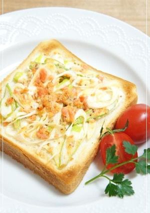 朝ごはん簡単ランチに鮭マヨ葱トースト-レシピのメイン写真