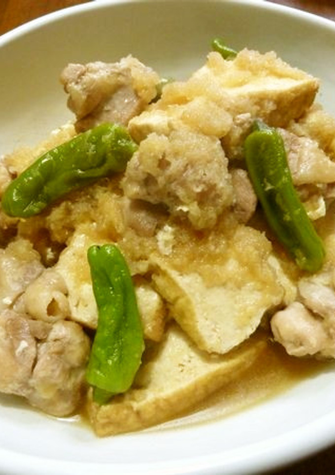 鶏肉の厚揚げとししとうのみぞれ煮♪-レシピのメイン写真