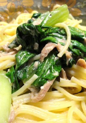 チンゲン菜とハムのパスタ-レシピのメイン写真