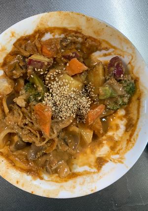 お一人様肉料理にクリーム梅風味根菜ナムル-レシピのメイン写真