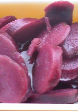 簡単おやつ；紅・紫イモのリンゴジュース煮-レシピのメイン写真