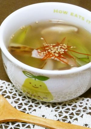 焼き葱香ばし、椎茸・ベーコンのスープ-レシピのメイン写真
