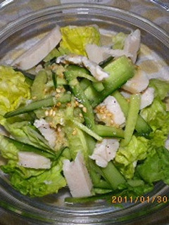 鶏ハム&キュウリ塩レモンさっぱりサラダ-レシピのメイン写真