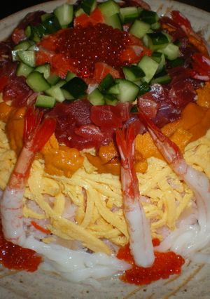 お酒と一緒に☆ちらし寿司ケーキ☆-レシピのメイン写真