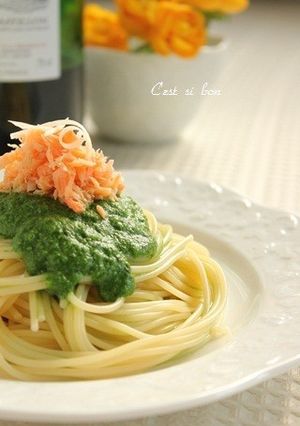 鮭とほうれん草のジェノベーゼ風-レシピのメイン写真
