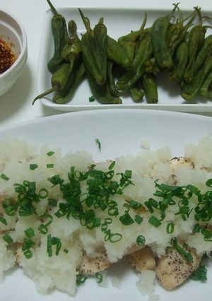 ヘルシオ鶏もも肉おろしポンズとししとう焼-レシピのメイン写真
