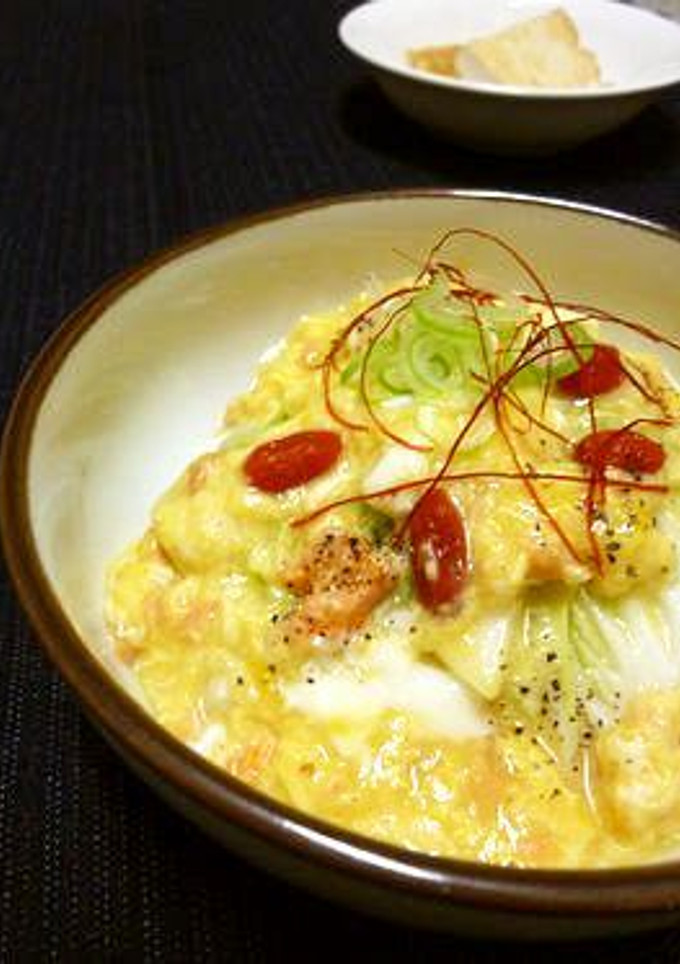 白菜の鮭入り卵あんかけ　中華風-レシピのメイン写真