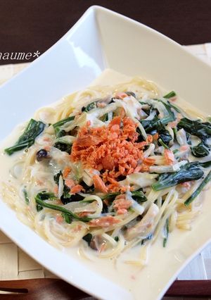 ボウルで簡単！鮭フレークのクリームパスタ-レシピのメイン写真