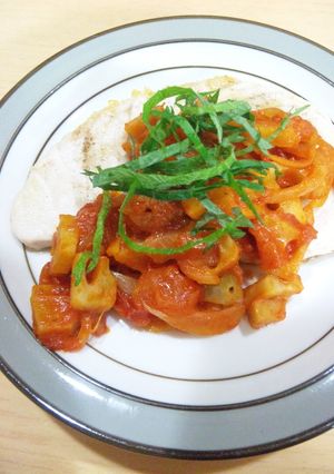 カジキ☆大葉香るトマトソースかけ-レシピのメイン写真