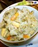 大豆の茹で汁入り炊き込みご飯