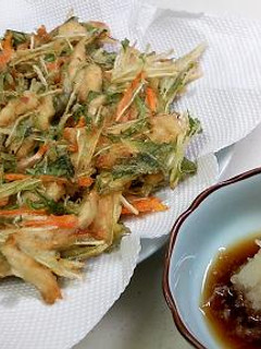 鶏と水菜のかき揚げ 青じそ+大根おろしで-レシピのメイン写真