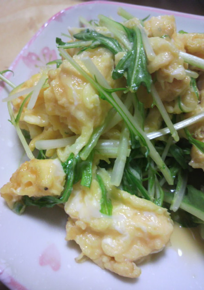 シャキッとふわぁ〜水菜の卵とじ-レシピのメイン写真