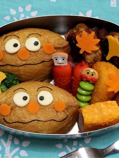 稲荷で*カレーパンマンのキャラ弁-レシピのメイン写真