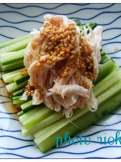 *青じそ風味♪蒸し鶏のピリ辛あえ*-レシピのメイン写真
