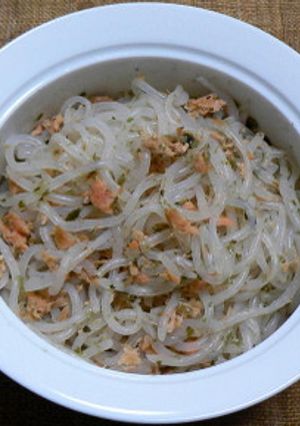 白滝と焼き鮭の青海苔風味和え-レシピのメイン写真